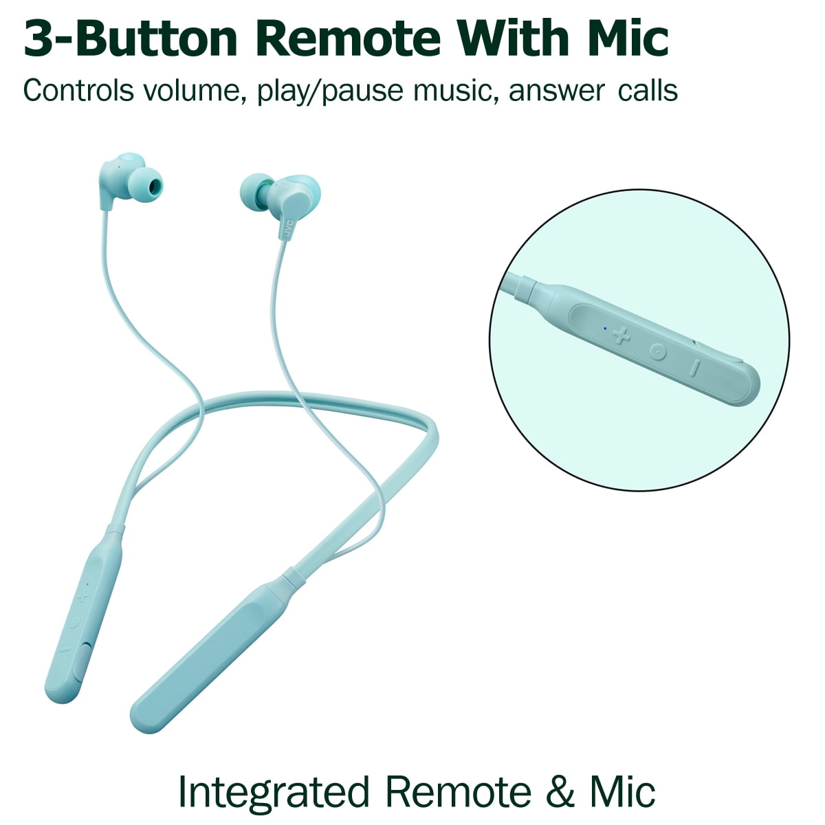 JVC Air Cushion Wireless Earbuds Headphones, Bluetooth 5.0, Water Resistant IPX4, Long Life Battery (up to 24 Hours), 3-Button Remote with mic - HAFX41WB, Black, Medium