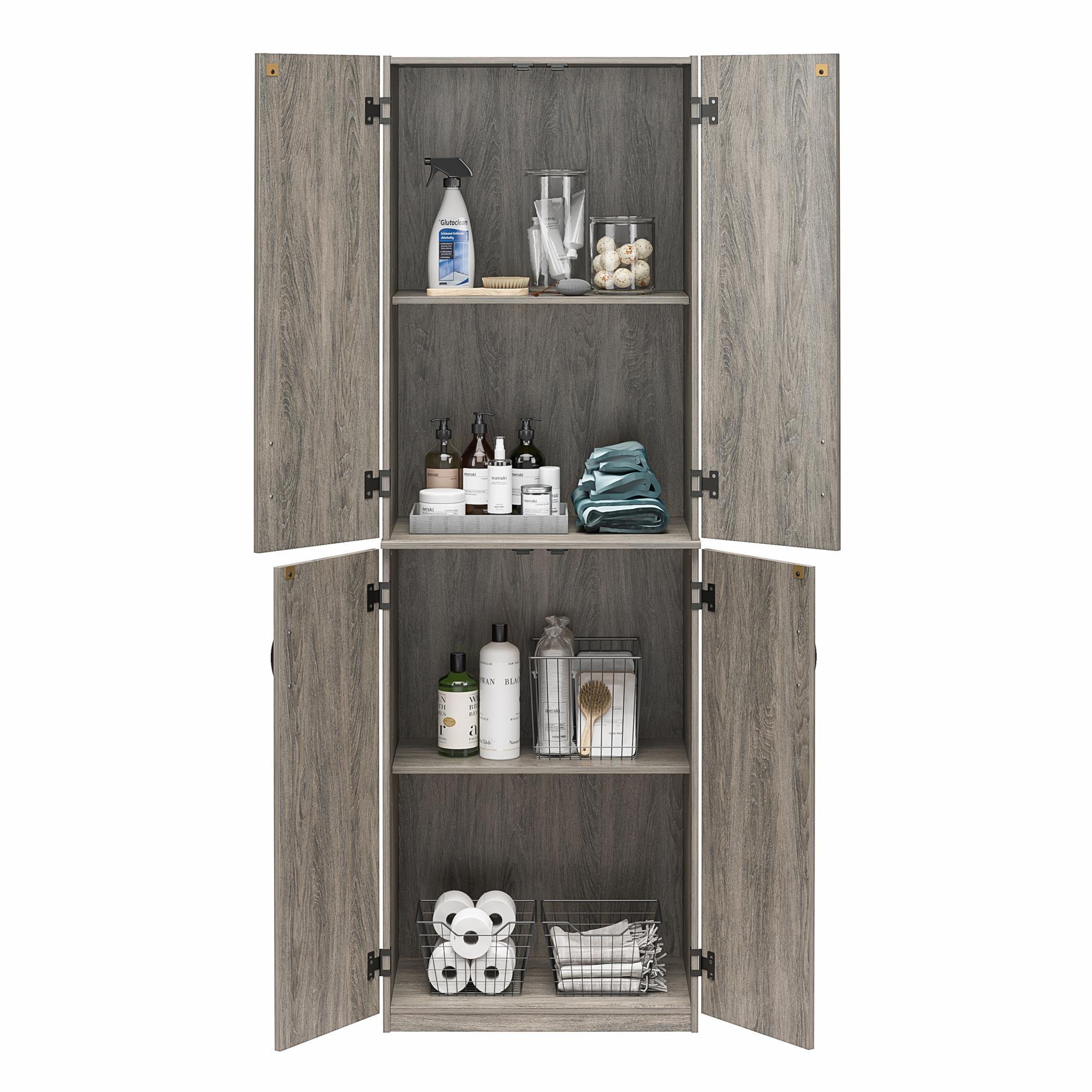 (3 pack) Mainstays 72" 4-Door Storage Cabinet, Gray