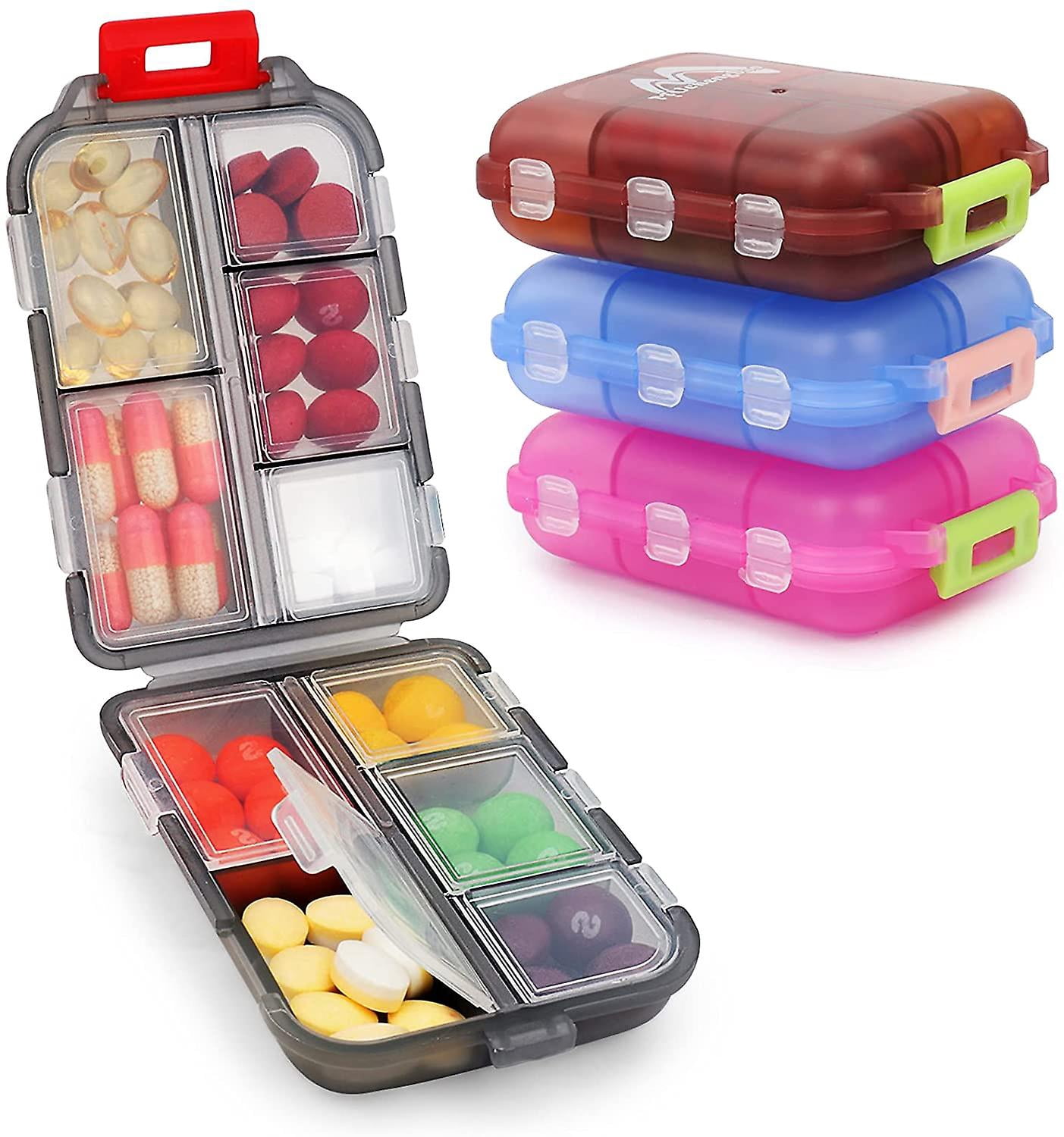 Pastillero Dividido De Bolsillo - 3 Compartimentos, Material ABS, Pequeño Y Ligero Para Viajes O Diario