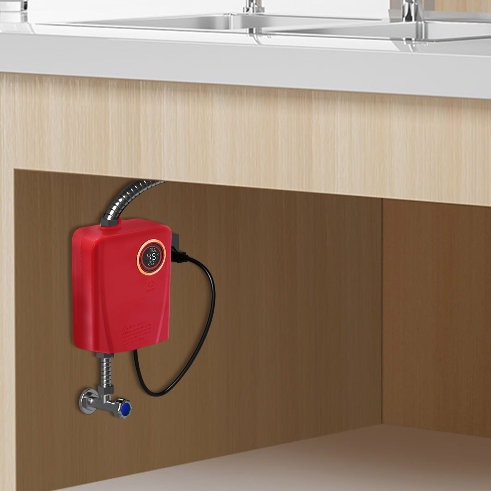 Compact Water Heater with 3000W Power, Stainless Steel Liner, Instant Hot Water, Safe with Dry Burning and Over-Temperature Protection, Easy to Install, Space-Saving