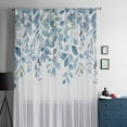 thumbnail image 5 of Blue Eucalyptus Leaves Semi Sheer Curtains Drapes for Living Room, Bedroom, French Doors Window 96 Inches Long, Watercolor Botanical Weeping Rod Pocket Chiffon Curtain Drapery Voile Draperies Panel, 5 of 6