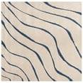thumbnail image 3 of SAFAVIEH Florida Tabitha Geometric Waves Shag Area Rug, Cream/Blue, 6'7" x 6'7" Square, 3 of 7