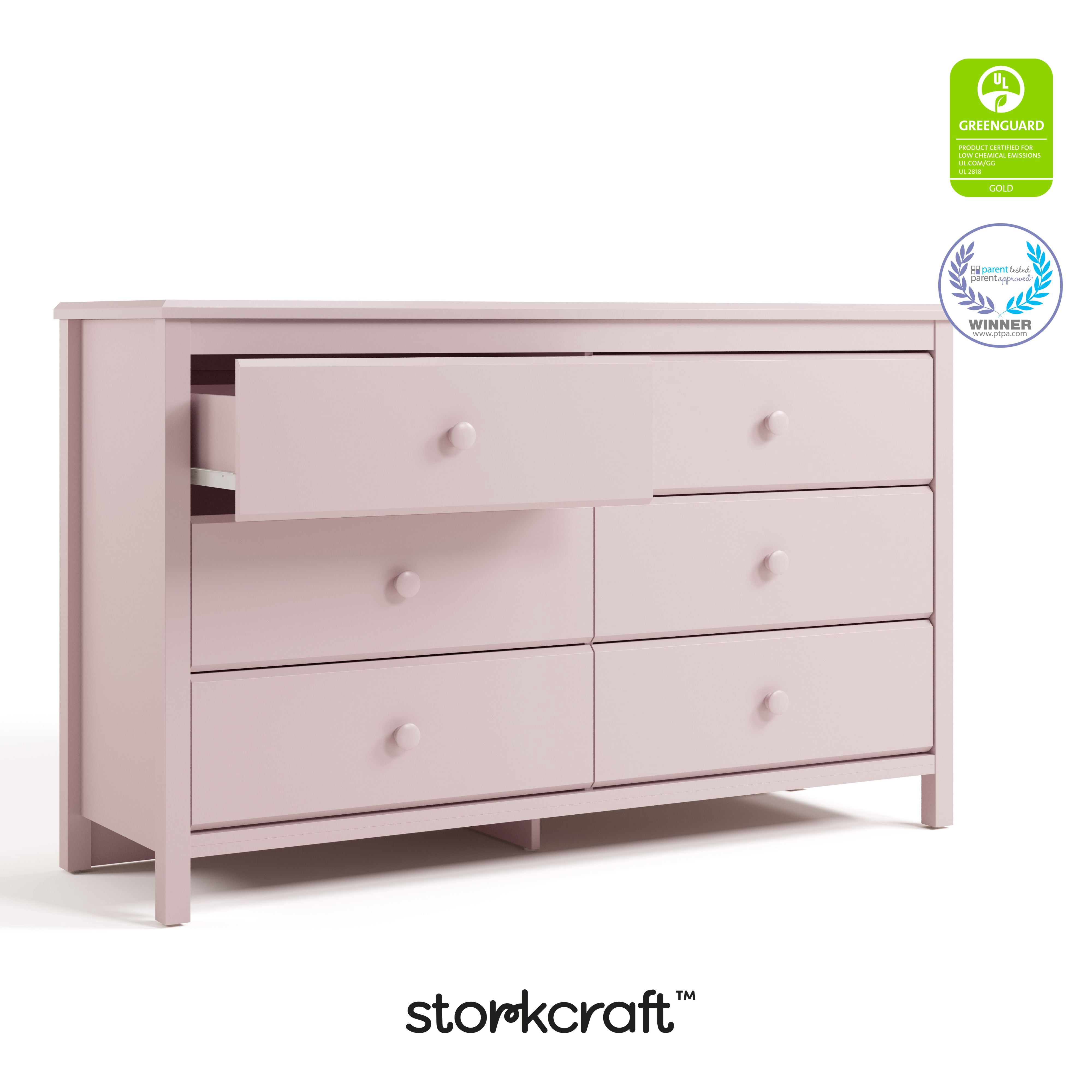Storkcraft Alpine 6 Drawer Nursery Double Dresser, Blush