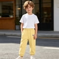 thumbnail image 5 of CUZIBR Girls Toddler Summer Pants Elastic Ankle Jogger Pants With Cute Patch Side Pockets Solid Color Loose Lightweight Outdoor Play Beach Trousers For Kids,Yellow,6-7 Years, 5 of 8