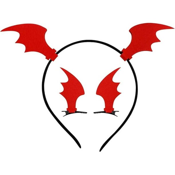 1 Diadema de ala de murciélago aterradora con alas de diablo+1 par de ...