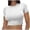 White, variant on Hauaitttt Womens Basic T Shirts Neck Short Sleeve Crop Tops Cute Summer Tops Slim Fit Tees Outfits French Flag Sports Bra Womens Sports Bra Tops Women Workout Sports Bras Open Back Sports Bras for