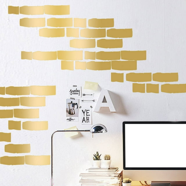 Adhesivo de pared Jadeshay 4 piezas diseño ladrillos PVC negro