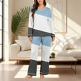 thumbnail image 2 of Ensemble de Pyjama pour Femmes, Pantalon Décontracté à Manches Longues Col en V Couleur Unie, Ensemble de Pyjama pour Femmes, 2 of 8