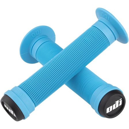ODI Longneck ST Grips Aqua, Flange, 143mm Long (Push-in Plugs Included)