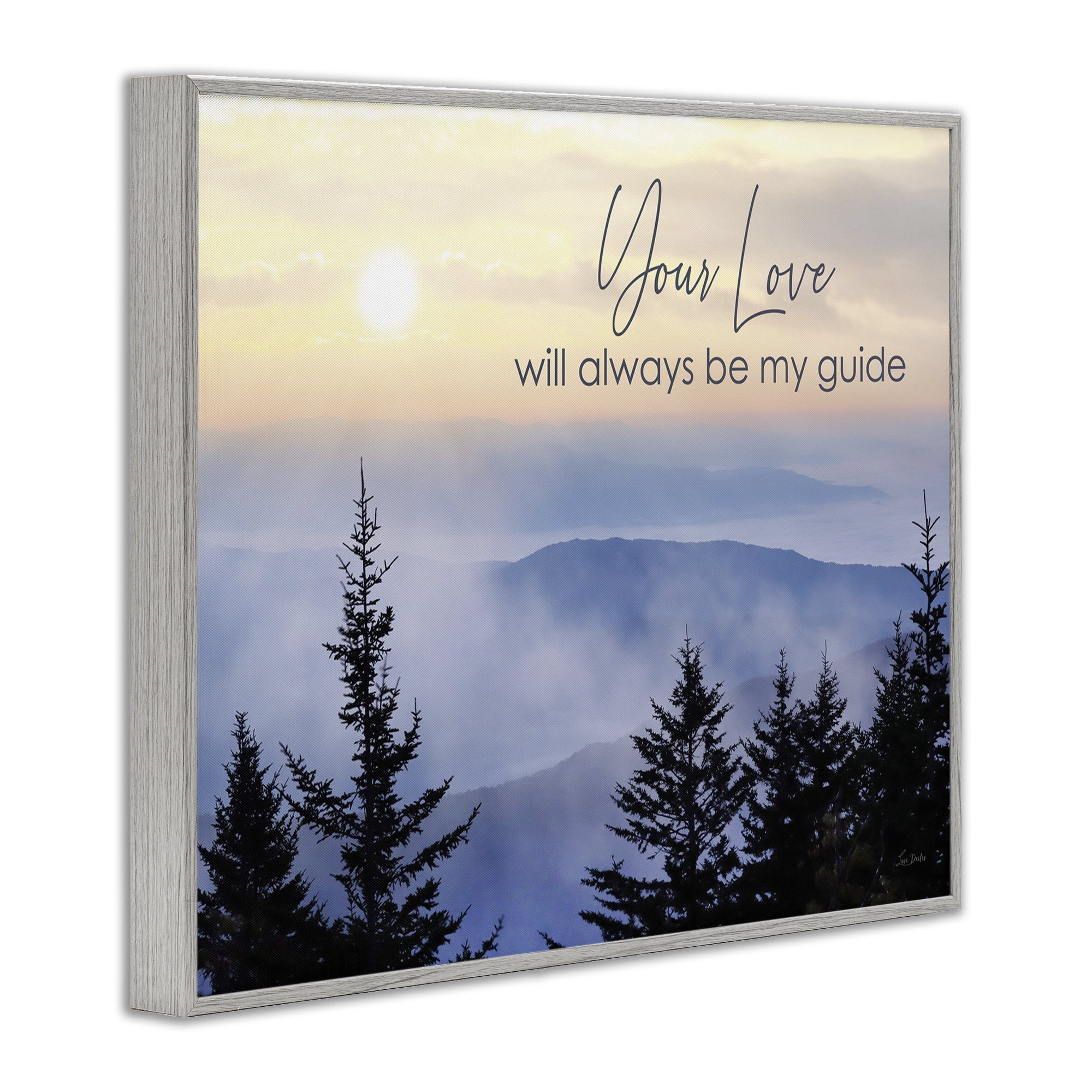 Stupell Industries Love Will Be My Guide Landscape Painting Gray Framed Art Print Wall Art, 30 x 24