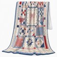 thumbnail image 2 of Patriotic Quilted Patchwork, Festive autumn celebration Scene, Warm Flannel Blanket for Cabin and Lodge with Detailed Artwork, Art Lovers autumn celebration Gift, Festive Home Decor, 2 of 9