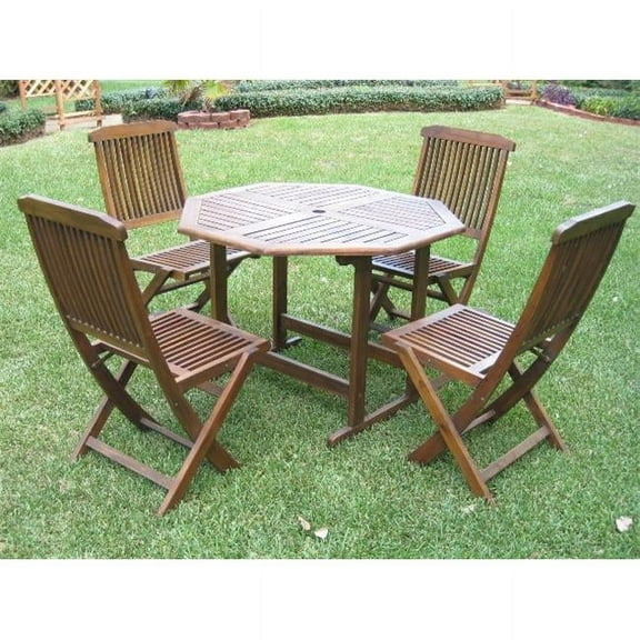 International Caravan Highland 5 Piece Wood Patio Dining Set