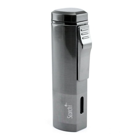 Scorch Torch Aficionado Easy Slide Switch Triple Jet Flame Butane Torch Cigarette Cigar Lighter w/Butane Window (Gunmetal)