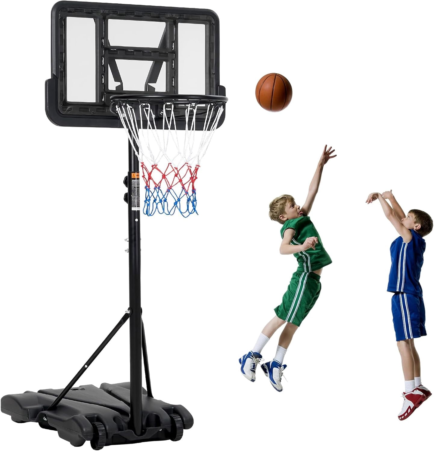 Historyli Indoor Outdoor Portable Basketball Hoop, 5-7FT Adjustable, with PC Backboard