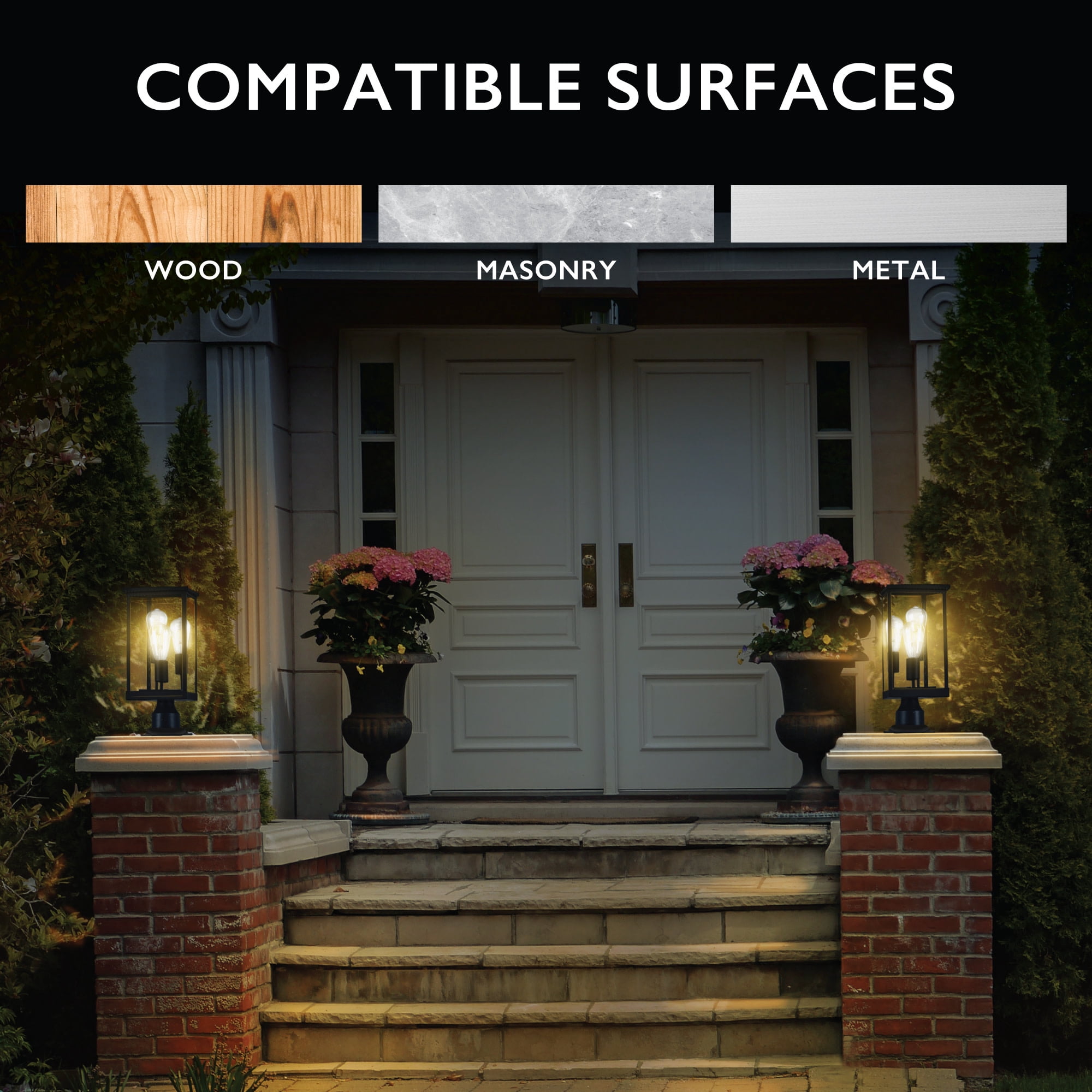 Cast Aluminum Round Outdoor Pier Base with Matte Black Finish, Post-Top Light Mount, 3 in. Fitter