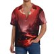 thumbnail image 1 of Balery Red Moon Lava Camisa Casual de Manga Corta con Botones para Hombre, Texturizada, Estilo Cubano, para Playa, Verano-XX-Large, 1 of 5