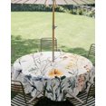 thumbnail image 3 of Outdoor Tablecloth with Umbrella Hole Zipper Botanical Floral Round Tablecloth 54" Waterproof Outside Table Cloth Spring Summer Farmhouse Flowers Patio Table Cover Tablecloths for Picnic Party, 3 of 8