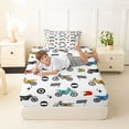 thumbnail image 4 of Castle Fairy Dirt Bike Pattern Twin Sheet Sets 3pcs for Boys, Helmet Art Bedding for Bedroom, Red Teal Black, 4 of 6