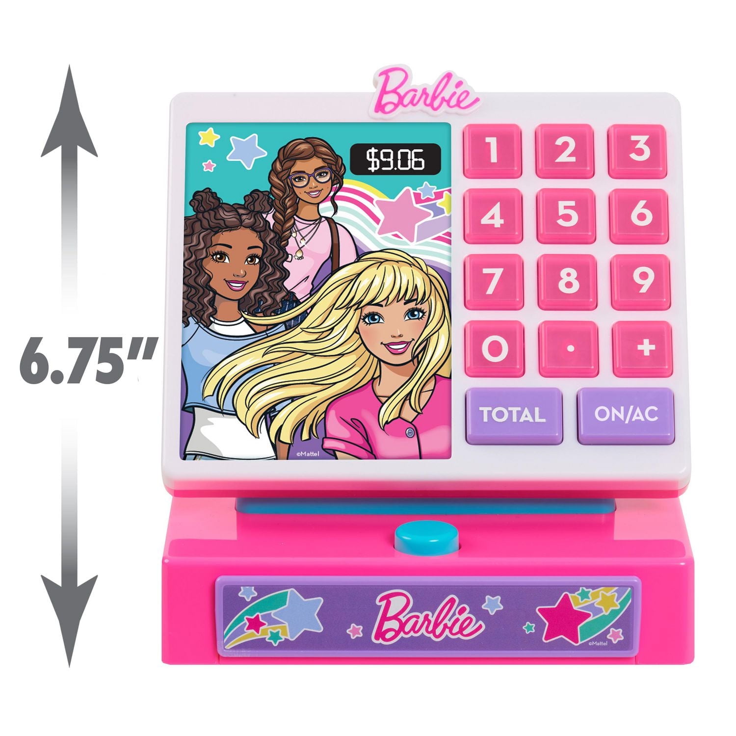 Caisse-Enregistreuse Barbie à la Mode, Argent pour Faire Semblant, et Lecteur de Carte de Crédit, Ensemble de Jeu de 9 Eléments Caisse-Enregistreuse Barbie