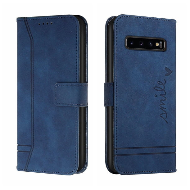 Funda con tapa estilo vintage para Samsung S10 Plus, ranura para múltiples tarjetas, protección total, estilo retro, material PU+TPU