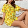 thumbnail image 4 of Fuzoiu Sunflowers2 Print Women's Short-Sleeved Pajama Set,Lounge Sleepwear Set,Womens Pajama Sets 2 Piece,Button-Up Top and Shorts with Pockets-Medium, 4 of 7