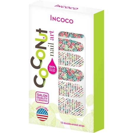 COCONUT NAIL ART par Incoco Nail Polish Strips, fleurs sauvages, 12 count