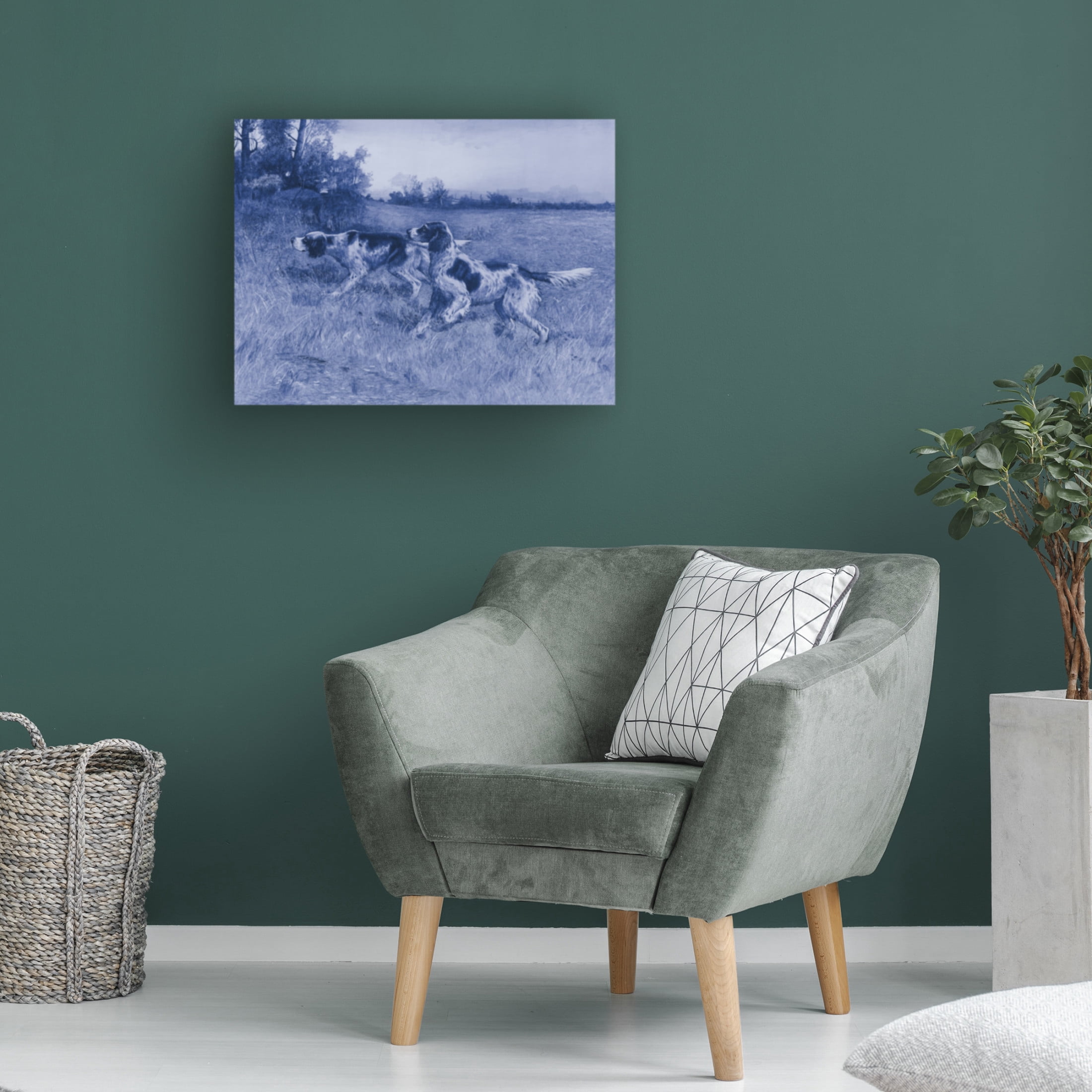 Canvas Wall Art - Vision Studio 'Antique Blue Dogs IV' Wall Art for Living Room, Bedroom, or Office Décor by Trademark Fine Art - 24 x 18 Inches