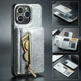 thumbnail image 1 of Feishell for iPhone 11 Pro Wallet Case, Card Slots Zipper Pocket 2 in 1 Phone Cover with Kickstand, Sparkle Luxury PU Leather Magnetic TPU Anti-Scratches Shockproof Protective Case,Silver, 1 of 12