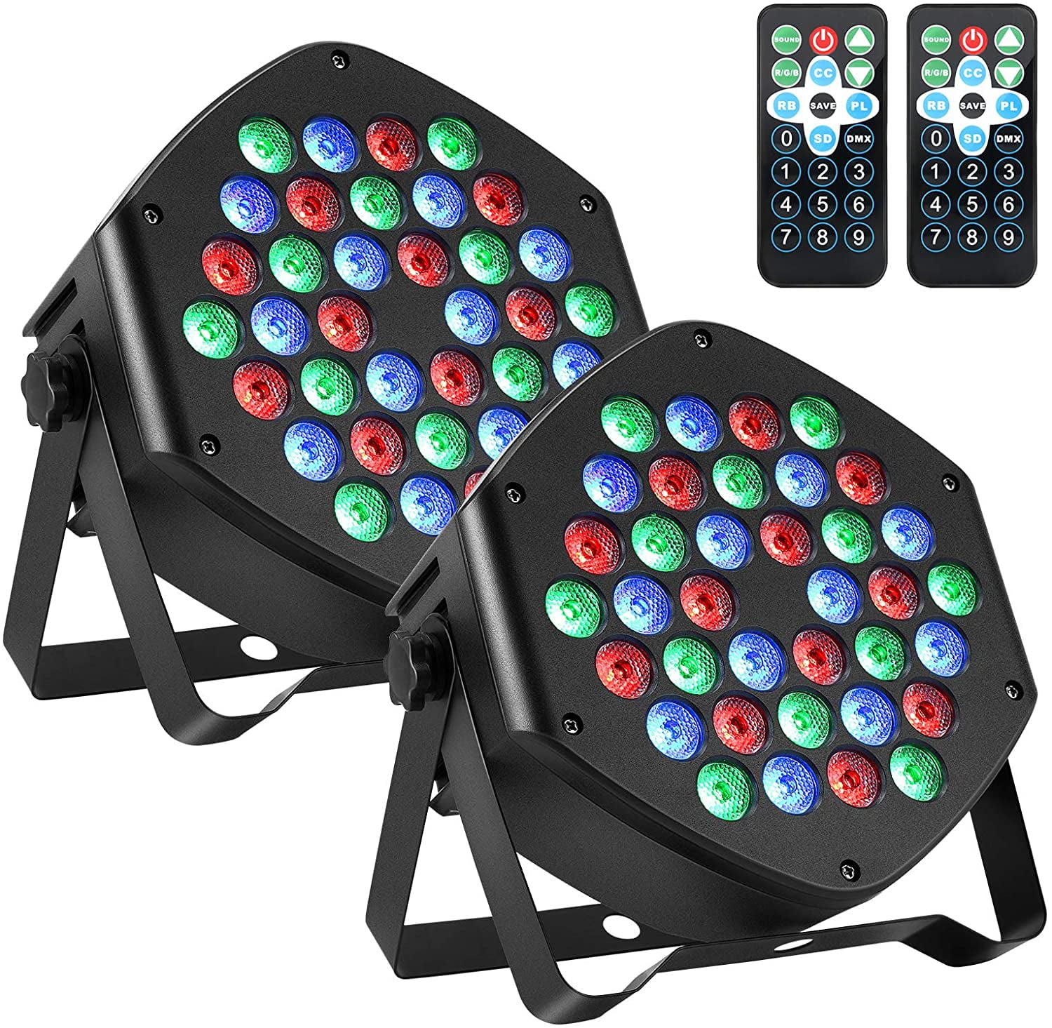 36 LED Stage Lights, Sound Activated DJ Par Stage Uplights Packages