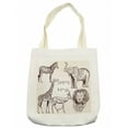 thumbnail image 1 of Safari Tote Bag, Composition of Tropic Wild Savannah Animals Lion Giraffe Zebra Graphic, Cloth Linen Reusable Bag for Shopping Books Beach and More, 16.5" X 14", Cream, by Ambesonne, 1 of 2