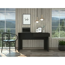 Triple Tree 43In Home Office Computer Desk, Wooden Writing Desk Studying Table with 1 Storage Drawers for Living Room, Bedroom, Black