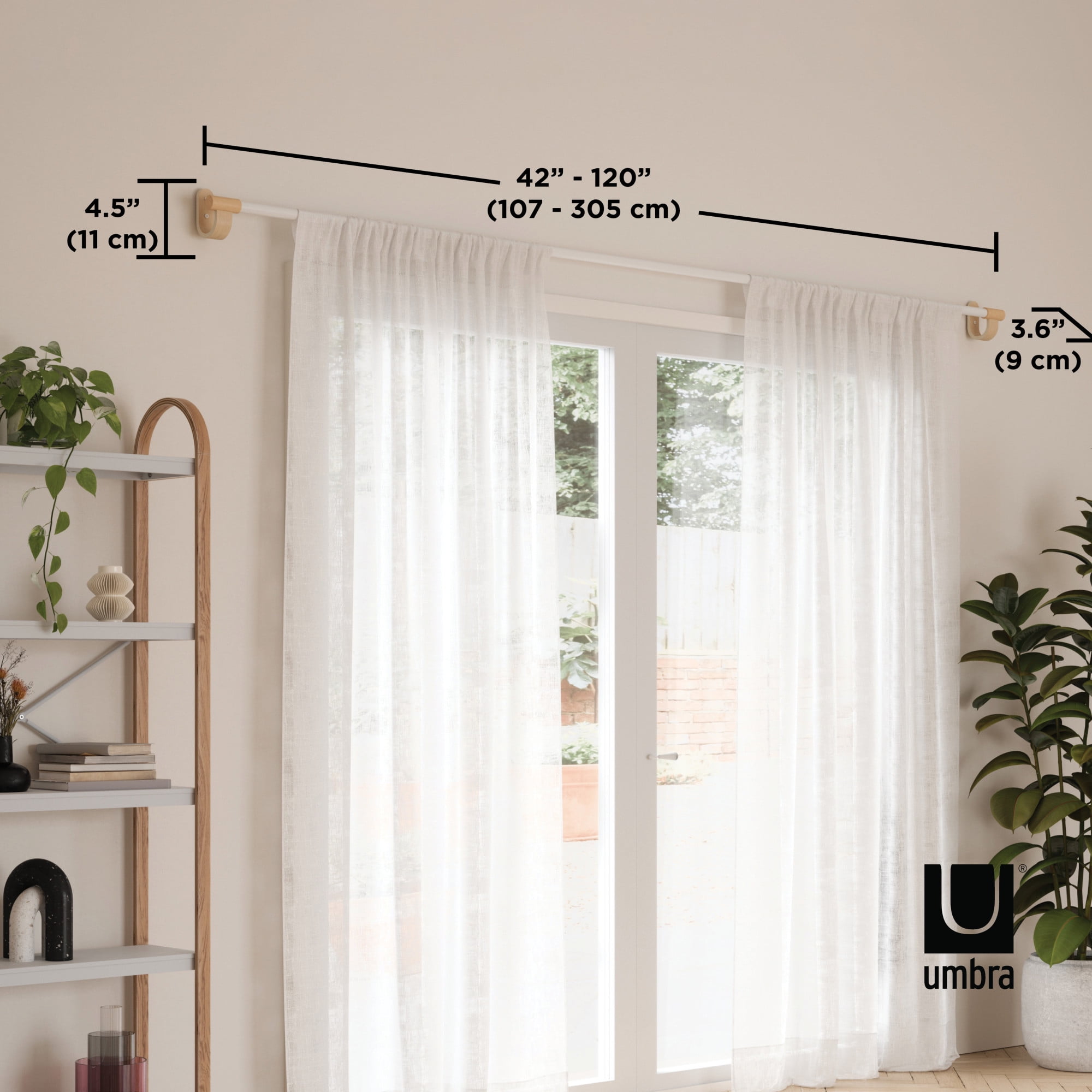 Umbra Bellwood White 2.5cm Adjustable Curtain Rod, 42.00 in