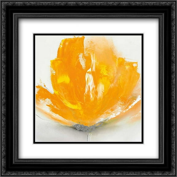 Wild Orange Sherbet II 2x Matted 20x20 Black Ornate Framed Art Print by Prior, J.P.
