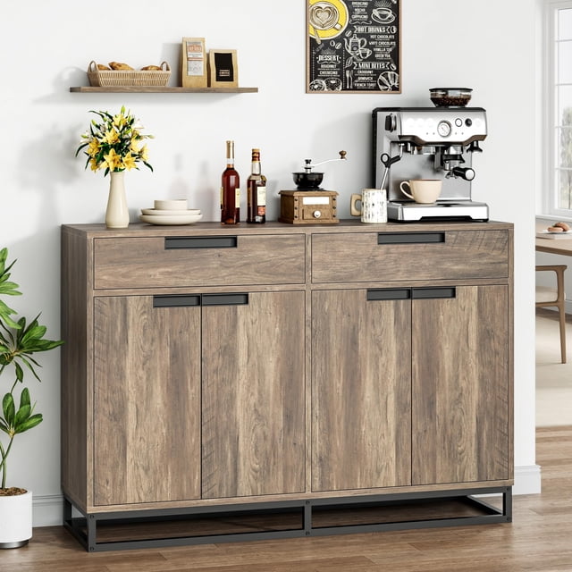 EDTara Large Kitchen Buffet Table, 55" Modern Sideboard Cabinet With 2 Drawers, 4 Doors, Perfect for Dining Room Storage