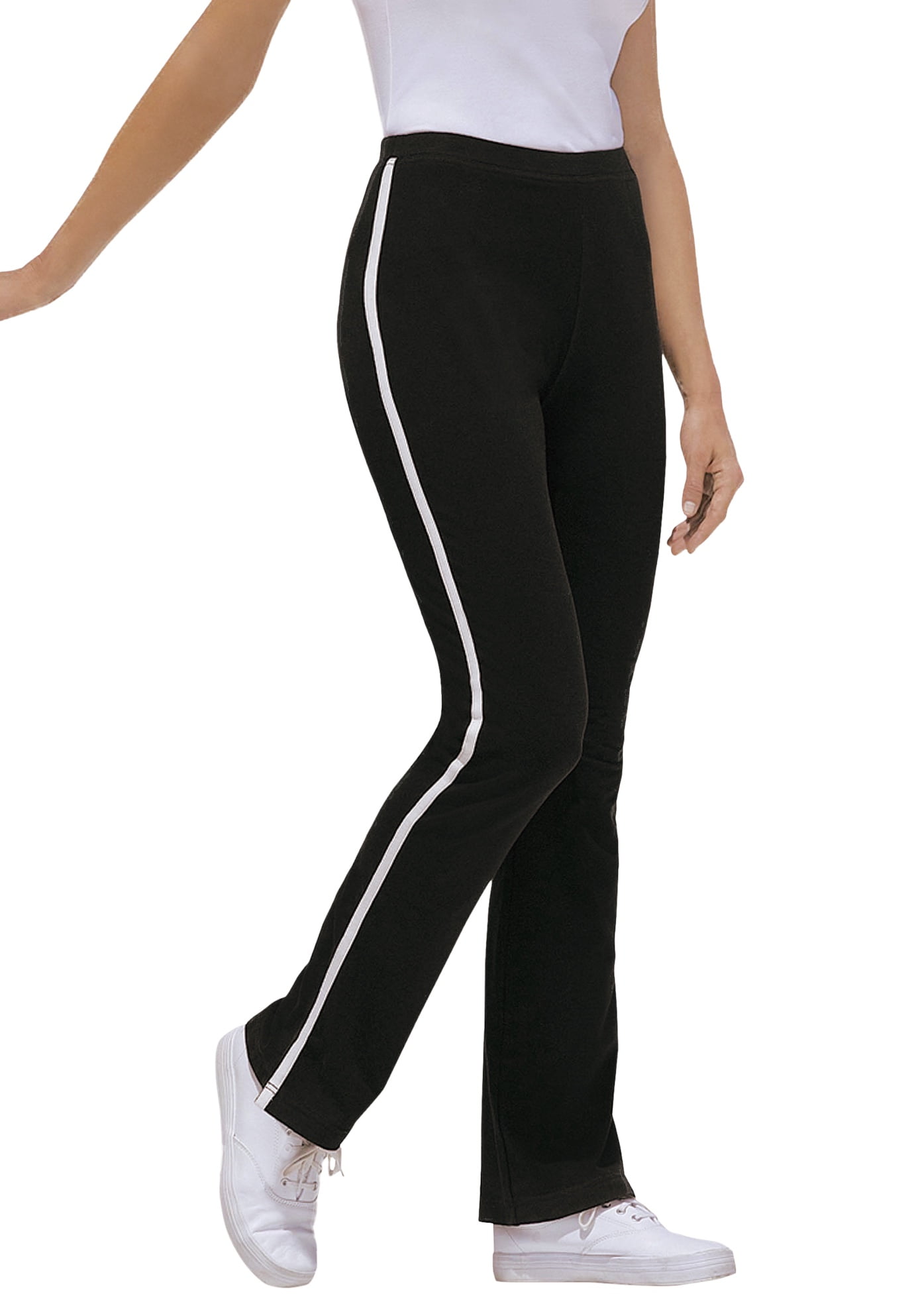 Woman Within - Woman Within Women's Plus Size Petite Stretch Cotton Side-Stripe Bootcut Yoga