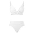 thumbnail image 6 of TOWED22 Women's High Waisted Bikini Sets Two Piece Swimsuit Tummy Control Bathing Suit V Neck Swimwear Swim Suit（White,M）, 6 of 7
