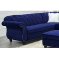 thumbnail image 3 of Contemporary Modern Living Room Sectional Sofa Set Indigo Velvet Fabric Tufted Loveseats Armless Chair Corner Wedge 4pc Set, 3 of 8
