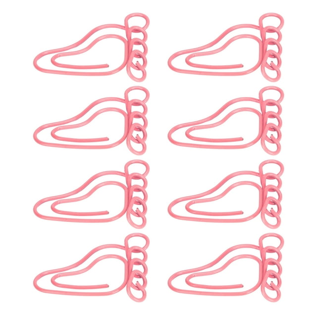 100 clips de papel con forma de pie, clip portátil antideslizante lindo para marcapáginas, archivo de documentos de oficina, color rosa