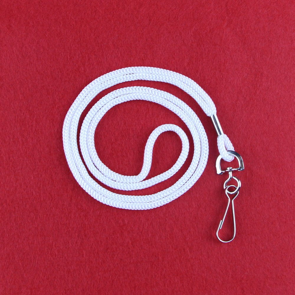 100 Pack Badge Lanyards Office Lanyard Id Card Business Students Employee Round 36" With Swivel Hook (white)