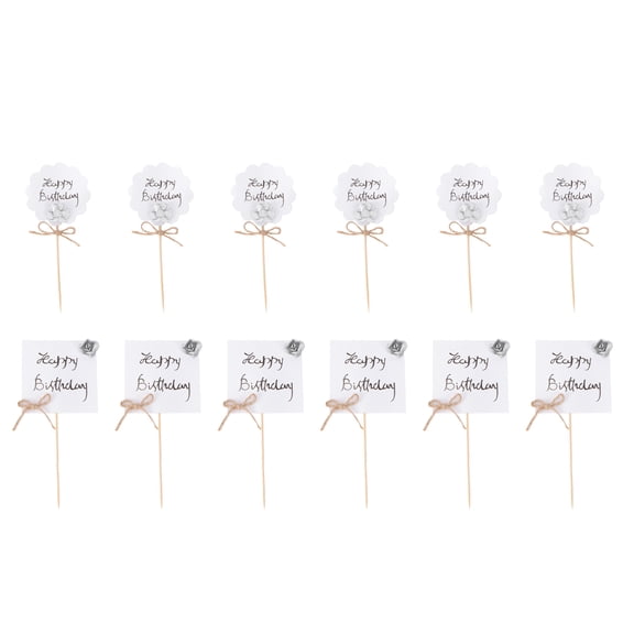 WEAVILUX Silver Flower Cake Toppers for Festive Dessert Decoration 12Pcs