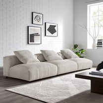 Modway Solace 3-Piece Modular Corduroy Upholstered Sofa in Almond