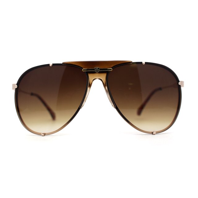 Luxurious Mens Rimless Classic Tear Drop Baller Gangster Officer Sunglasses Gold Brown