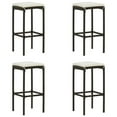 thumbnail image 1 of Vian Outdoor Barstool Set of 4, Brown Poly Rattan, Cream Polyester, 1 of 1