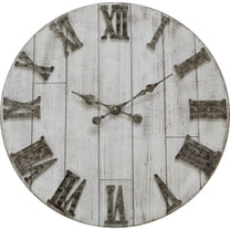Hermle 30" Brown and Silver Distressed Round Wall Clock