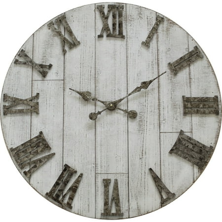 Hermle 30 Brown and Silver Distressed Round Wall Clock