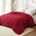thumbnail image 4 of Whale Flotilla Fluffy Fleece 90"x 90" Queen Size Blanket for Bed, Fuzzy Soft Cozy Exquisite Blankets with Decorative Jacquard Pattern for All Season, Warm but Lightweight, Red, 4 of 9