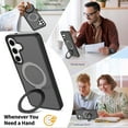 thumbnail image 4 of Asuwish Phone Case for Samsung Galaxy S25 FE 5G Tempered Glass Screen Protector Magnetic Folding Stand Frosted Translucent Rugged Shockproof Protective Cell Cover S 25 EF AI S25FE 25S Women Men Black, 4 of 7