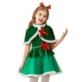 thumbnail image 4 of Elf Outfit for Girls Short Sleeve Christmas Elf Dress Girls Hat Set Holiday Outfit Christmas Outfits for Kids 9-10 years, 4 of 7