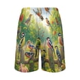 thumbnail image 3 of Men's Pajama Shorts Bottoms with Pockets Soft Lightweight Lounge Sleep Wear Birds Play in Forest, 3 of 6