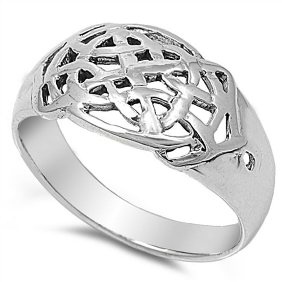 Celtic Criss Cross Endless Filigree Knot Ring Sterling Silver Band 925 Jewelry Female Male Size 12